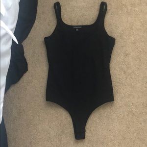Black square-neck bodysuit
